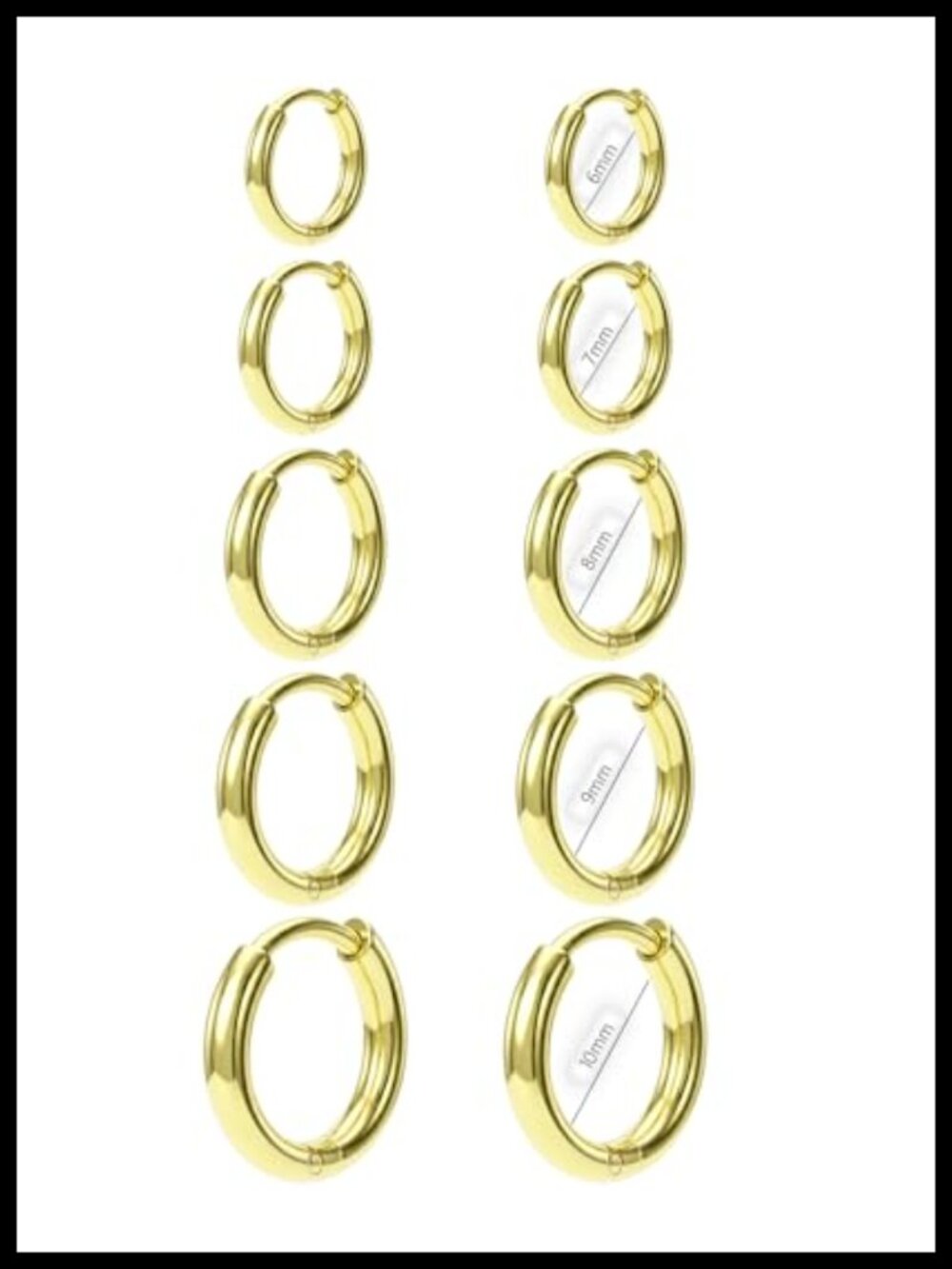 14K Gold Plated Huggie Hoop Earrings Set Stainless Steel Small Cartilage Hoops